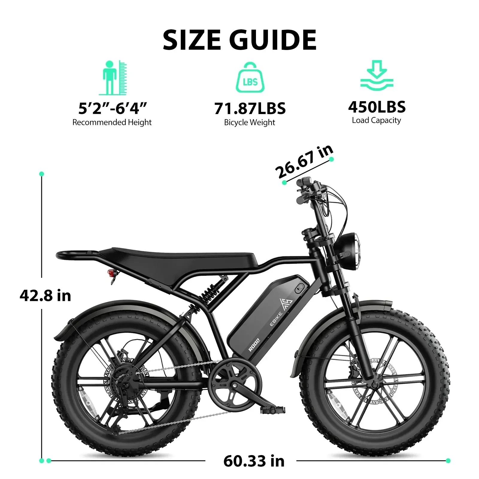 TST® R002 20'' 1500W Full Suspension Moped-style Electric Bike - Image 13