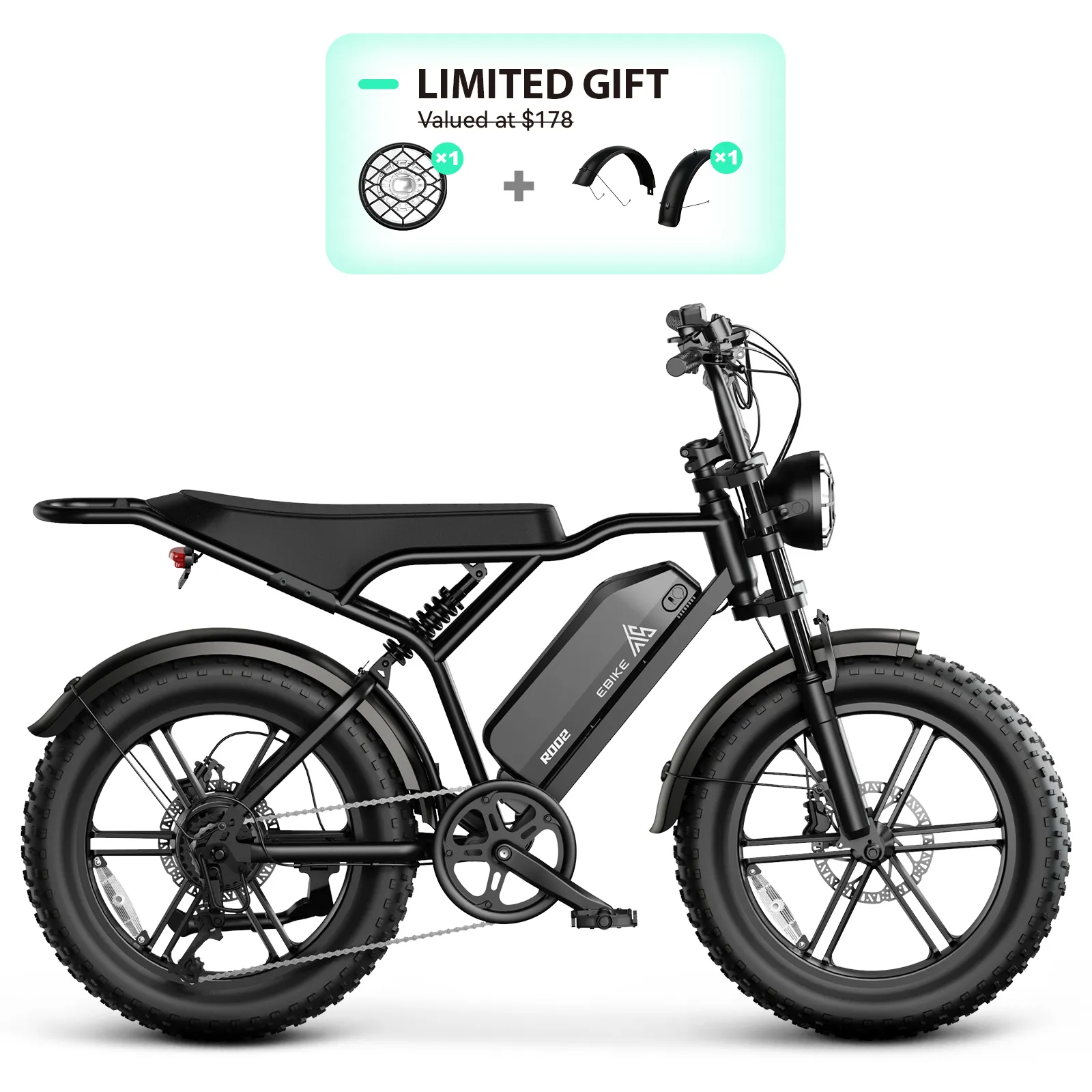 TST® R002 20'' 1500W Full Suspension Moped-style Electric Bike - Image 7